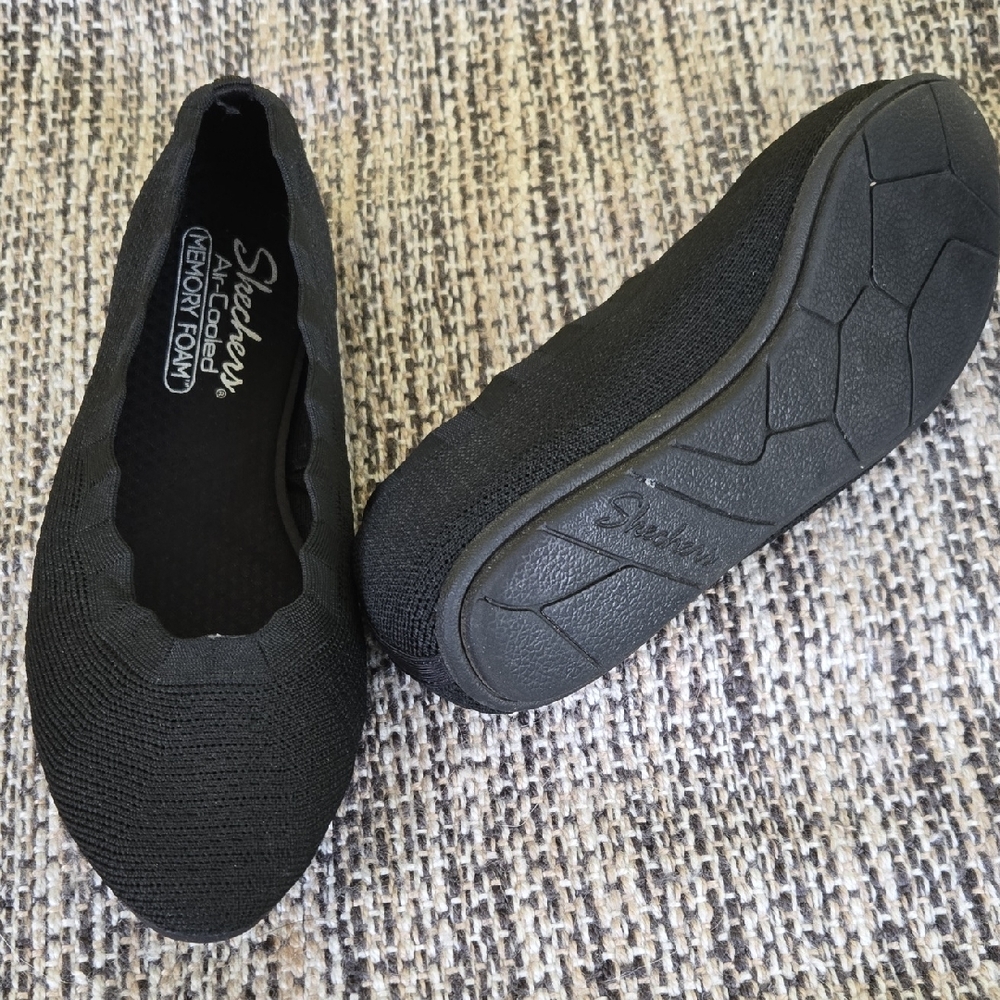 Skechers Black Slip-On Knit Ballet Flats - Memory Foam Comfort - Picture 4 of 4